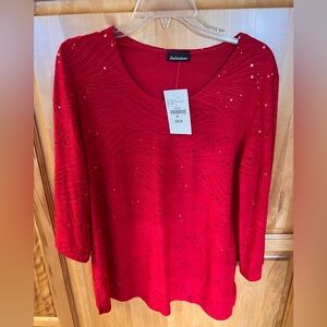 Red Sequin Women's Blouse